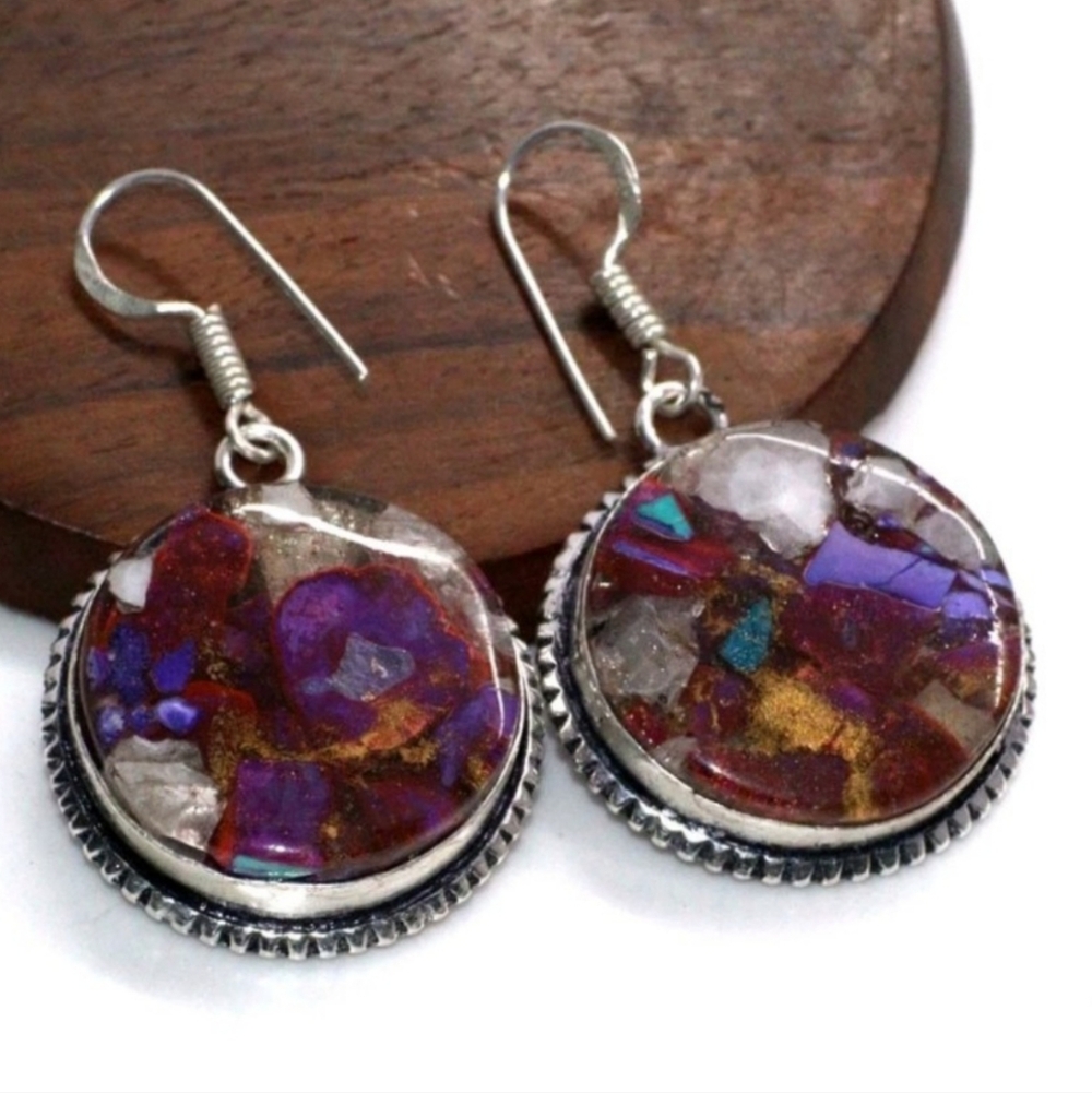 Artisan Mosaic Spiny Oyster Earrings